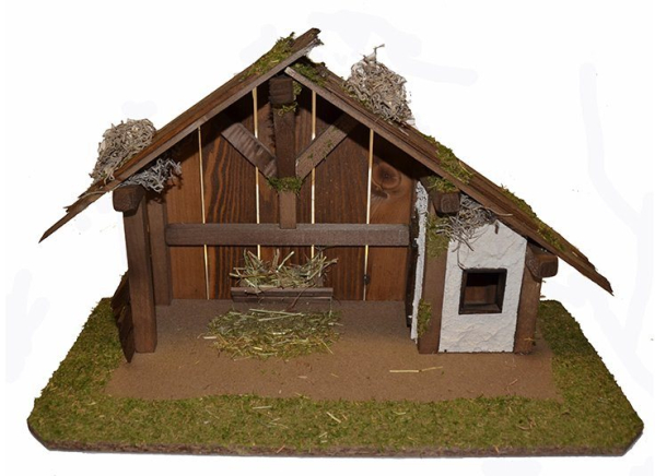 Alfred Kolbe Krippe (1-tlg), aus Holz, 50x25x32 cm, für Figuren bis 12 cm Höhe