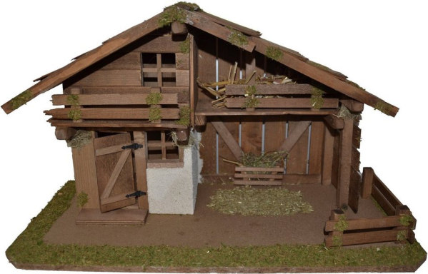 Alfred Kolbe Krippe (1-tlg), aus Holz, 59,5x30x35 cm, für Figuren bis 12 cm Höhe