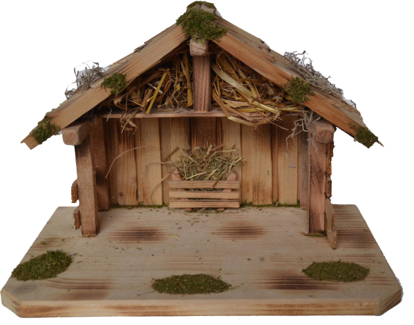 Alfred Kolbe Krippe »Krippenstall für 9 cm Figuren, Massivholzboden, geflammt«, (1 tlg.), Echtholz