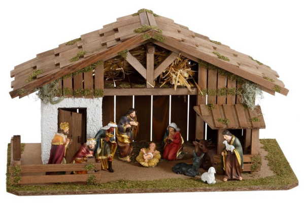 Alfred Kolbe Krippe »Krippenstall mit Figuren« (11-tlg), 11-teilig, Echtholz