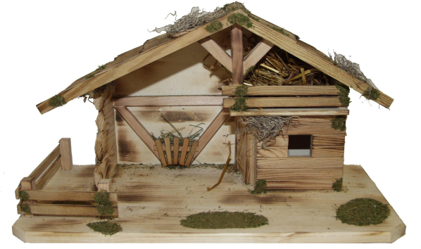 Alfred Kolbe Krippe »Krippenstall mit Massivholzboden, geflammt«, (1 tlg.), Echtholz