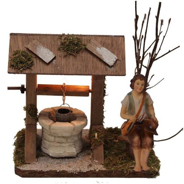Alfred Kolbe Krippen-Zubehör »Brunnen mit Beleuchtung und Figur Hirte sitzend« (Set, 2 St)