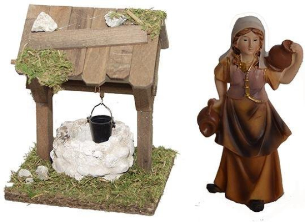 Alfred Kolbe Krippen-Zubehör »Brunnen und Figur Magd mit Krug.« (Set, 2 St)