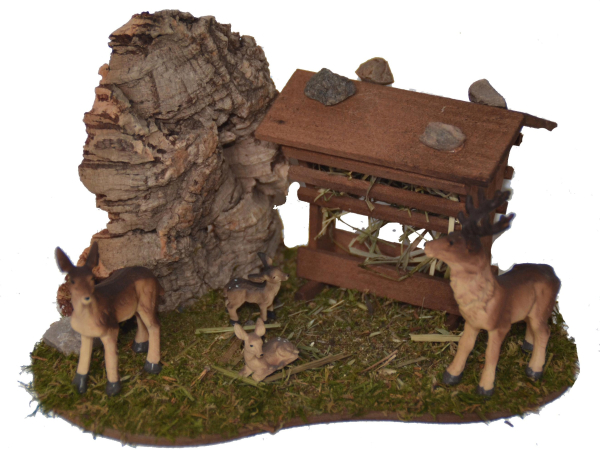 Alfred Kolbe Krippen-Zubehör »Futterraufe mit Rehfamilie«, (Set, 5 St.)