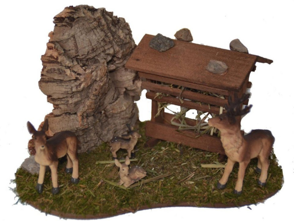 Alfred Kolbe Krippen-Zubehör »Futterraufe mit Rehfamilie« (Set, 5 St)