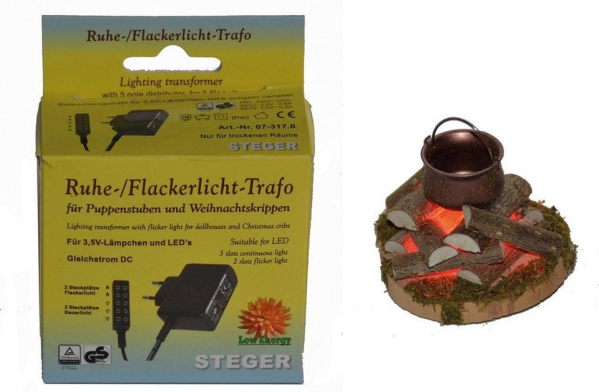 Alfred Kolbe Krippen-Zubehör »Lagerfeuer mit Beleuchtung und Trafo 230V« (Set, 2 St)