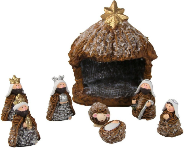 AM Design Krippe (8-tlg), inklusive 7 Figuren, Maße: ca. (B/T/H) 9,50/11/7 cm