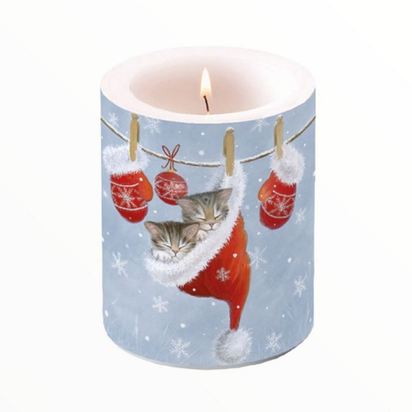 Ambiente Luxury Paper Products Stumpenkerze »Stumpenkerze Just Sleepy 10x12cm Kätzchen Katze Kitten Kerze Tischdeko Kerzendeko Dekoration…