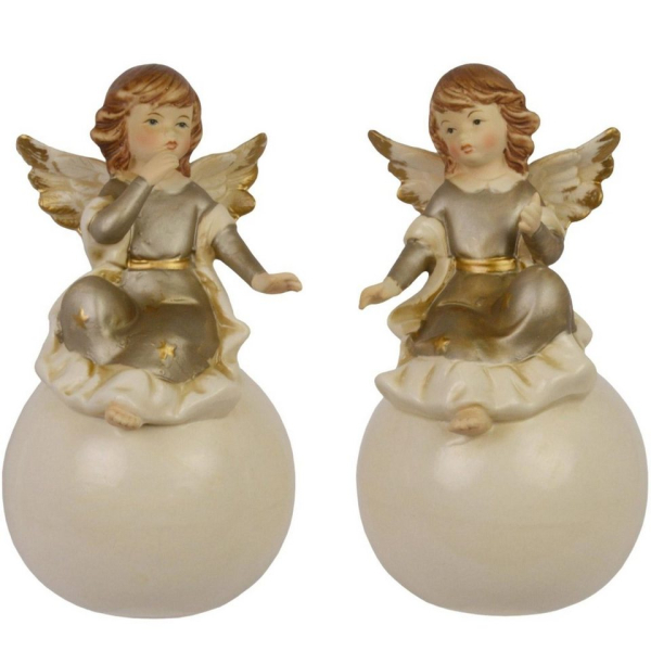 Aubaho Engelfigur »2 Engel Figur Weihnachten Weihnachtsengel Dekoration Porzellan 18cm Antik-Stil«