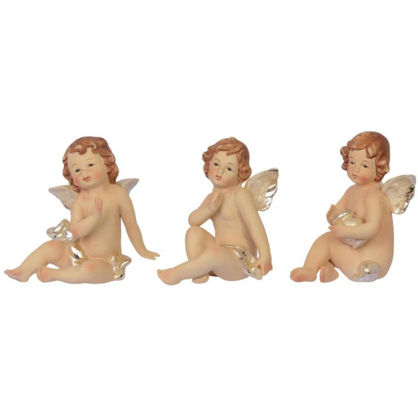 Aubaho Engelfigur »3 Engel Putte Weihnachten Weihnachtsengel Dekoration Porzellan 13cm Antik-Stil«