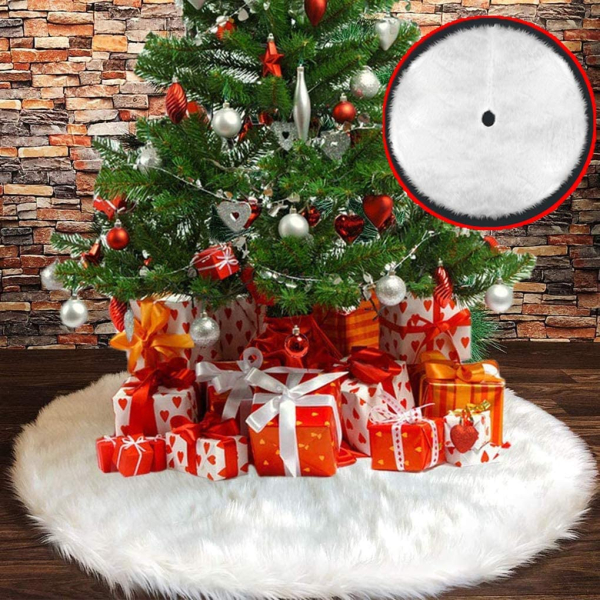 Baumdecke Weihnachtsbaum Decke, 120cm Weihnachtsbaumdecke Runde Form Schneeflocke Weiß Plüsch Christbaumständer Teppich für Weihnachtsfeiertag…