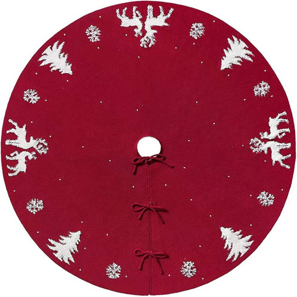Baumteppich »48 Zoll 122 cm gestrickter Weihnachtsbaumrock, rustikale rote Elch-3D-Weihnachtsbaummatte für Weihnachtsdekorationen im Innen- und…