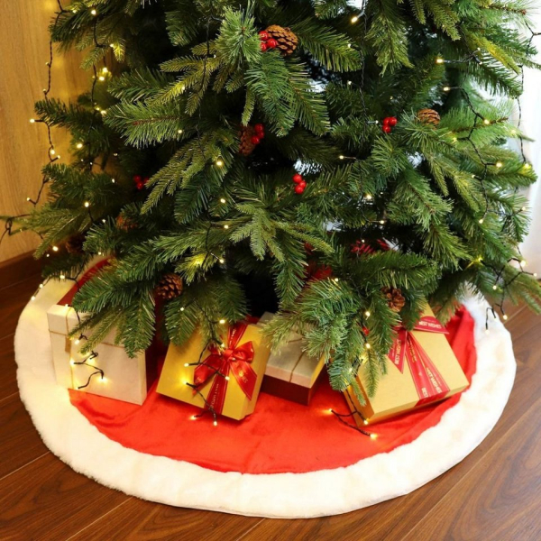 Baumteppich »Baumteppich Weihnachten Rund, Plüsch Weihnachtsbaum Decke, Weihnachtsbaum Röcke, Weihnachtsbaumdecke, Rot und Weiß«, Salcar, 80cm für…