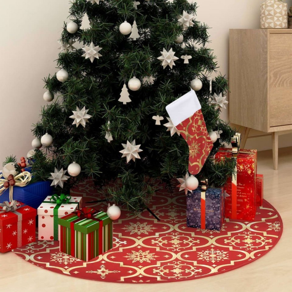 Baumteppich »Luxus-Weihnachtsbaumdecke mit Socke Rot 90 cm Stoff«, vidaXL