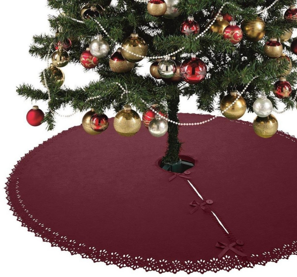 Baumteppich »Weihnachtsbaumdecke / Baumunterlage mit Knöpfen & Satin-Schleifen«, wometo, Rund
