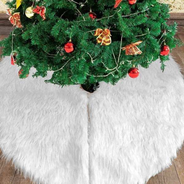 Baumteppich »Weihnachtsbaumdecke Christbaumdecke Weißes hochwertiger Plüsch + Vliesstoff für Weihnachtsbaumdekoration 78cm«, Jiubiaz, aus Plüsch