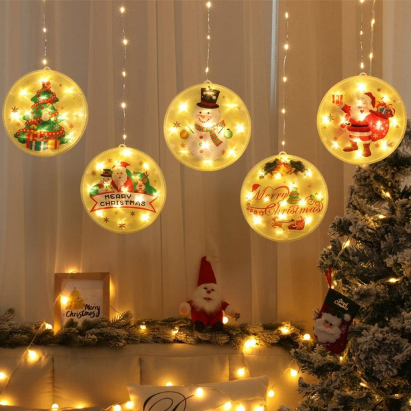 BEARSU Hängedekoration »Weihnachtsdekorationen LED-Lichterketten USB Lichterketten Fenster hängende LED-Lichter für Weihnachtsfeier drinnen…