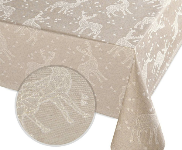 Beautex Tischdecke »Narvik Hirsch Leinen-gold Weihnachten Advent Lurex Tischdecke, Tischläufer, Kissenhülle, Größe wählbar« (1-tlg)