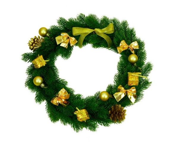 Best Season Adventskranz, die Dekoration besteht aus Kugeln, Schleifen, Tannenzapfen und Geschenken
