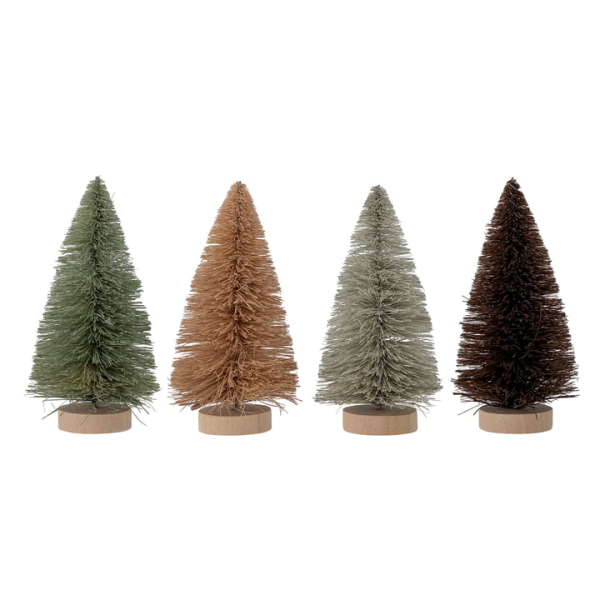 Bloomingville – Oybek Dekoweihnachtsbäume, grün / hellbraun / grau / dunkelbraun (4er-Set)