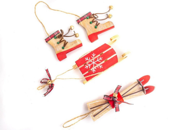 BOLTZE Aktentasche »Christbaumschmuck aus Holz 3er Set Schlitten,«