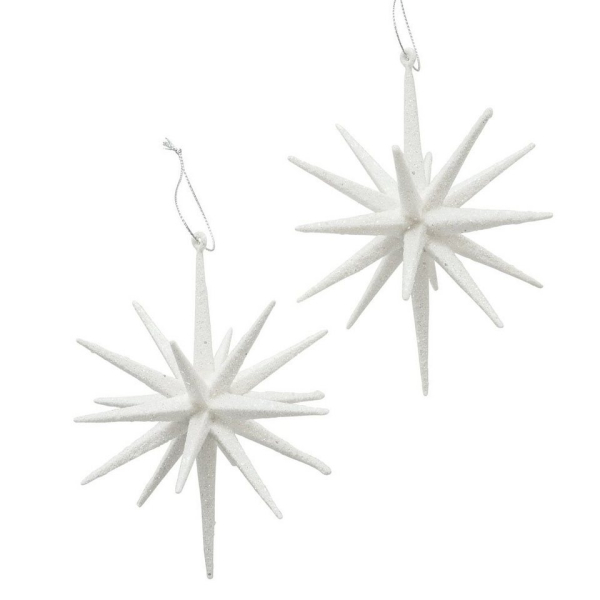 BOLTZE Christbaumschmuck »2tlg. Anhänger SPARKLING weiß mit Glitter D15cm 3D-Stern Baumschmuck Weihnachten«