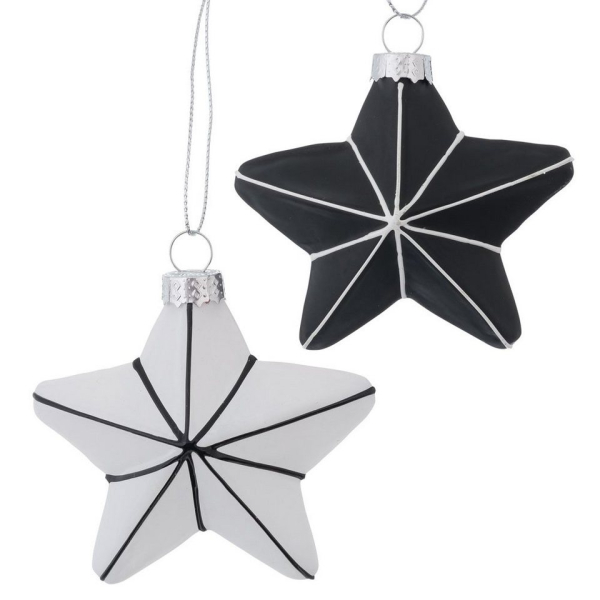 BOLTZE Weihnachtsbaumkugel »2tlg. Anhänger NOVA schwarz weiß Stern Weihnachtsanhänger aus Glas (2 Farben)«