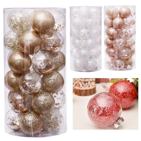 BOTRIBAS Weihnachtsbaumkugel »Weihnachtskugel Set 30 Stück Klare Weihnachtskugeln aus Kunststoff Für Urlaub Hochzeit Weihnachtsdekoration…