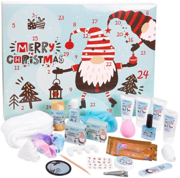 BRUBAKER Adventskalender XXL Beauty Weihnachtskalender 2023 – Wichtel Zwerge – Körperpflege (Pflege Produkte & Spa Accessoires, 24-tlg), Gnom Wellness Kalender Weihnachten für…