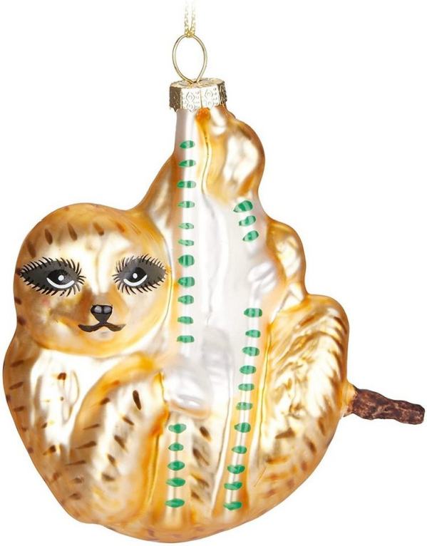 BRUBAKER Christbaumschmuck »Faultier Braun Gold« (1-tlg), Handbemalte Weihnachtskugel aus Glas – Mundgeblasene Weihnachtsbaumkugel Figuren Tiere…