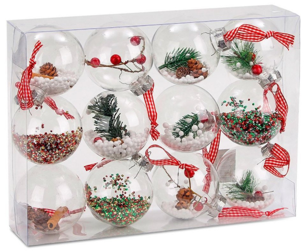 BRUBAKER Weihnachtsbaumkugel »Christbaumkugel Set aus Acryl« (12 St), Baumkugel Set mit Juteaufhängern, befüllte Weihnachtskugeln