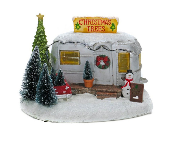 Bubble-Store Weihnachtsdorf »Weihnachtsdeko Camper beleuchtet«, LED Weihnachtsdekoration, Campingwagen, Wohnwagen, Weihnachtsbaum-Verkauf