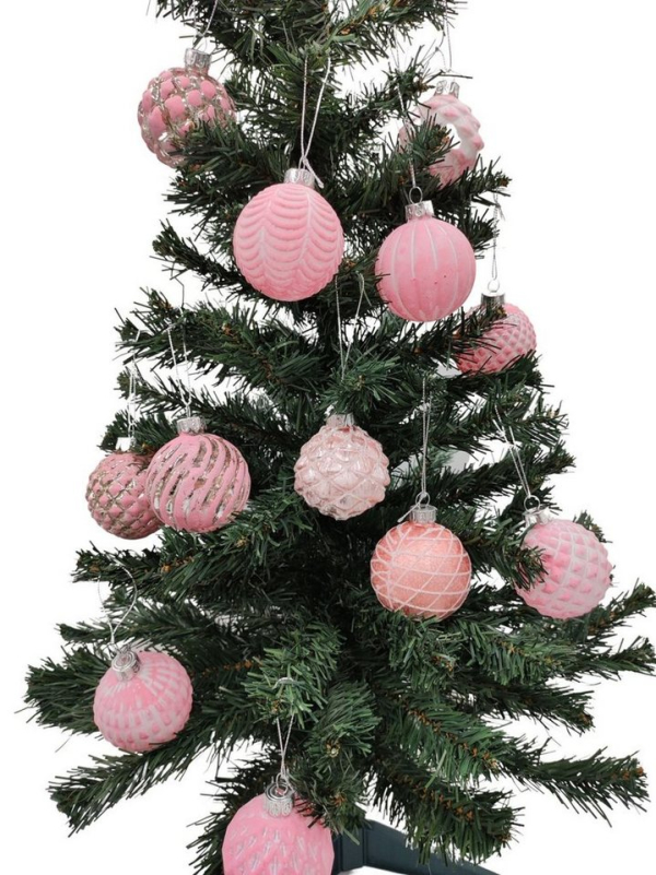 BURI Weihnachtsbaumkugel »Glas-Weihnachtsbaumkugeln rosa 12er-Set 6cm Christbaumschmuck Weihnachtsdeko«