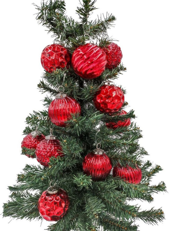 BURI Weihnachtsbaumkugel »Glas-Weihnachtsbaumkugeln rot 12er-Set 8cm Christbaumschmuck Weihnachtsdeko«