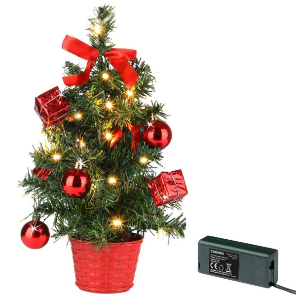 Casaria Künstlicher Weihnachtsbaum, Mini Weihnachtsbaum 36cm mit LED-Lichterkette Weihnachtskugel Weihnachtsdekoration Geschmückt Künstlich…