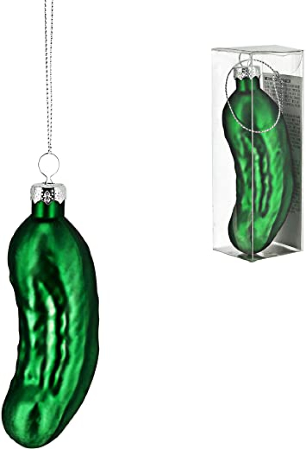 Cepewa Christbaumschmuck Figuren Anhänger Weihnachstbaumschmuck Gurke aus Glas (1 x Christbaumschmuck Gurke)