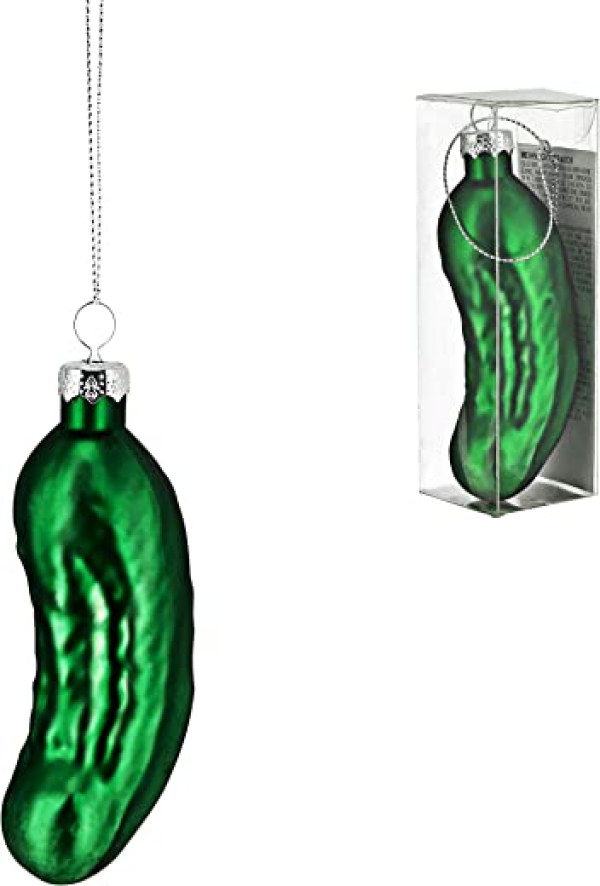 Cepewa Christbaumschmuck Figuren Anhänger Weihnachstbaumschmuck Gurke aus Glas (1 x Christbaumschmuck Gurke)