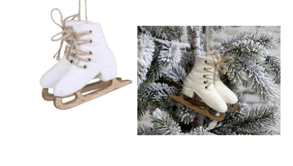 Chic Antique Christbaumschmuck »Weihnachtsschmuck Weihnachtskugel Schlittschuhe Chic Antique 51943-01 Weiß 10cm«