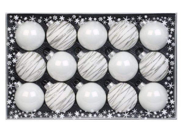CHRISTMAS GOODS by Inge Christbaumschmuck, Weihnachtskugeln Streifen Mix Glas 6cm, 15er Set