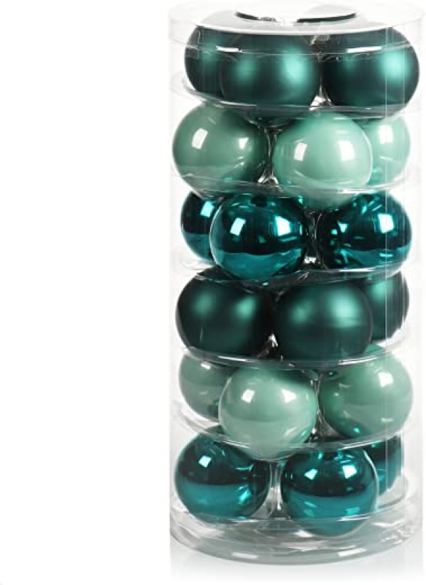 com-four® 24x Weihnachtskugeln, Christbaumkugeln aus echtem Glas für Weihnachten, Baumschmuck für den Christbaum, Ø 6 cm
