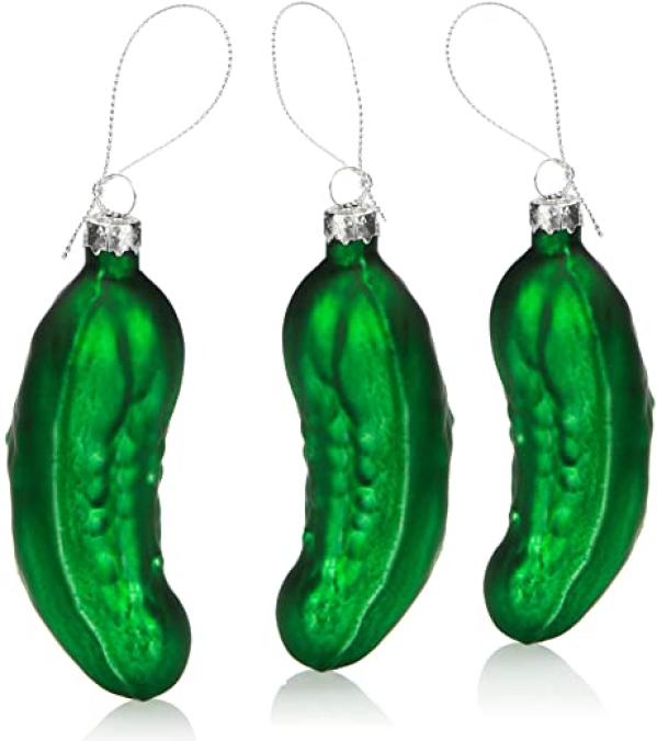 com-four® 3X Christbaumschmuck – Große Weihnachtsgurke aus echtem Glas – Weihnachtsbaum Anhänger in grün für die Weihnachtsdekoration -…