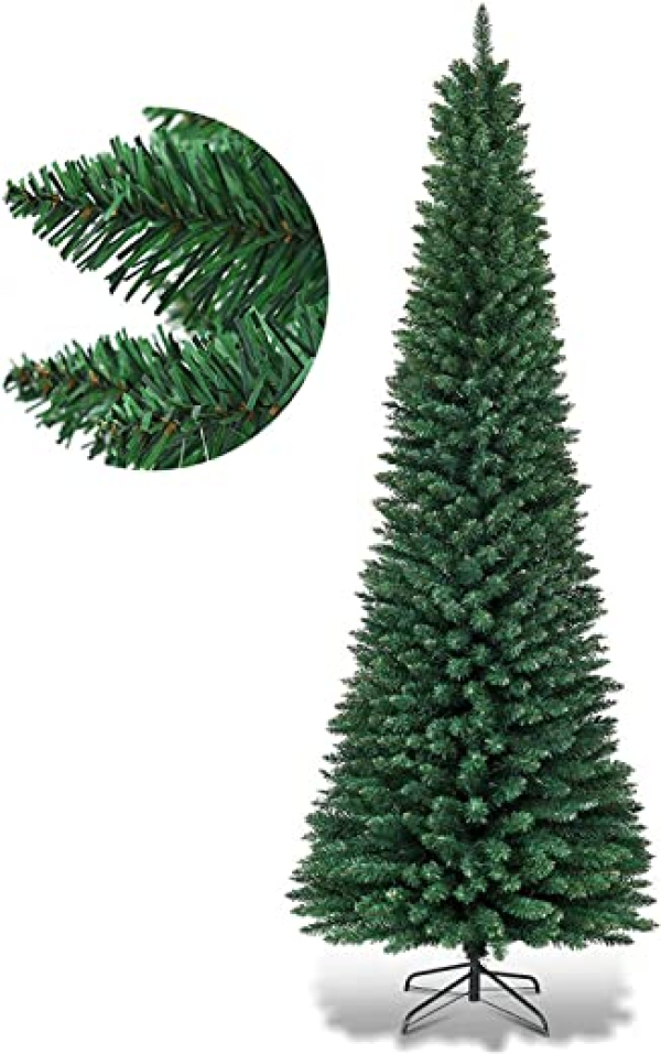 COSTWAY 150/180/210/240cm Bleistift Weihnachtsbaum, künstlicher Tannenbaum mit Metallständer, Christbaum PVC Nadeln, Kunstbaum Weihnachten ideal…