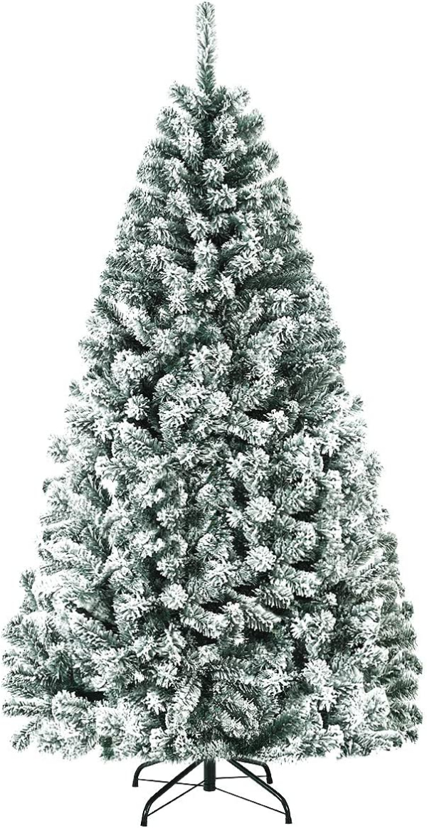 COSTWAY 180/225cm Künstlicher Weihnachtsbaum mit Schnee, Tannenbaum mit Metallständer, Christbaum PVC Nadeln, Kunstbaum Weihnachten Klappsystem…