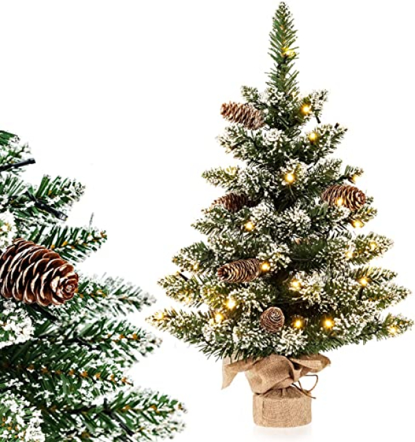 COSTWAY 60cm Kleiner Weihnachtsbaum, Vorbeleuchteter Mini Weihnachtsbaum, 8 Lichtmodi, 50 LEDs, Künstlicher Tisch Tannenbaum, Kunstbaum mit…