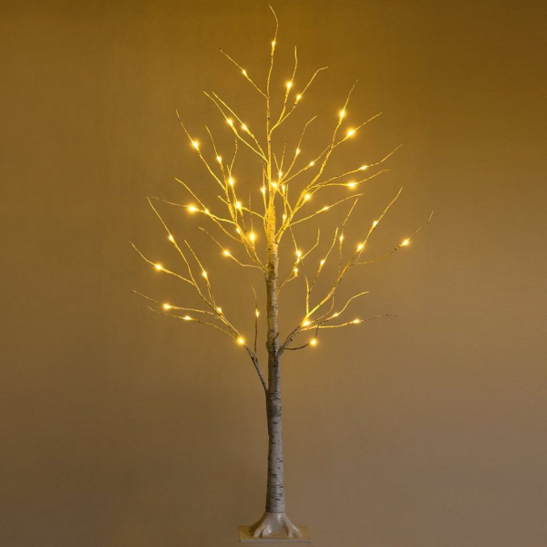 COSTWAY Künstlicher Weihnachtsbaum »Birkenbaum, Tannenbaum«, 120 cm, mit 48 warmweißen LED-Leuchten
