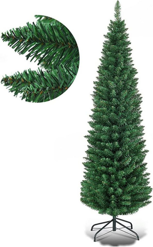 COSTWAY Künstlicher Weihnachtsbaum »Bleistift Weihnachtsbaum, Tannenbaum«, 150cm, inkl. 220 PVC Nadeln, & Metallständer, ideal für Zuhause, Büro,…