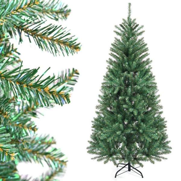 COSTWAY Künstlicher Weihnachtsbaum, Fichte, 180 cm Tannenbaum mit 825 bunten Nadeln, Klappsystem & Metallständer, Christbaum Grün