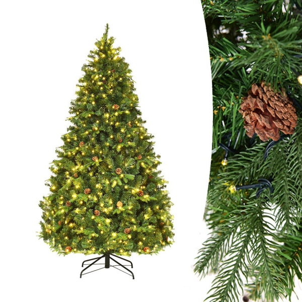 COSTWAY Künstlicher Weihnachtsbaum »LED Tannenbaum«, 210cm, mit 925 PVC & PE Spitzen, 460 LEDs und Metallständer