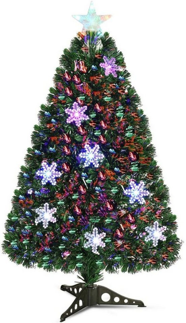 COSTWAY Künstlicher Weihnachtsbaum »LED Tannenbaum«, 90 cm, mit Glasfaser-Farbwechsler und Sternspitze, PVC Nadeln, ideal für Zuhause, Büro,…