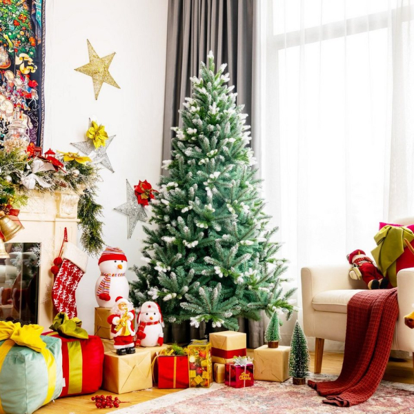 COSTWAY Künstlicher Weihnachtsbaum »Tannenbaum«, 180cm, 976 PVC Nadeln mit Schnee, inkl. Metallständer